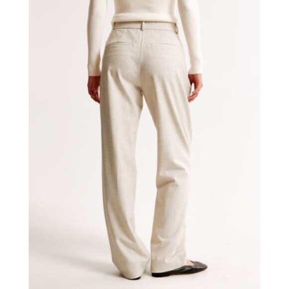 A&F Wide Leg Pants Quinn Tailored Straight Sz 16R/18R Oatmeal Office Siren - Picture 3 of 11